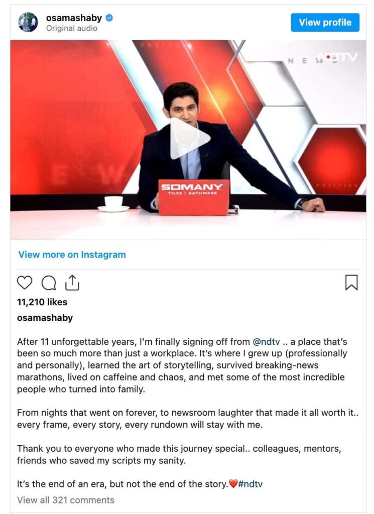 Is Osama Shaab left NDTV