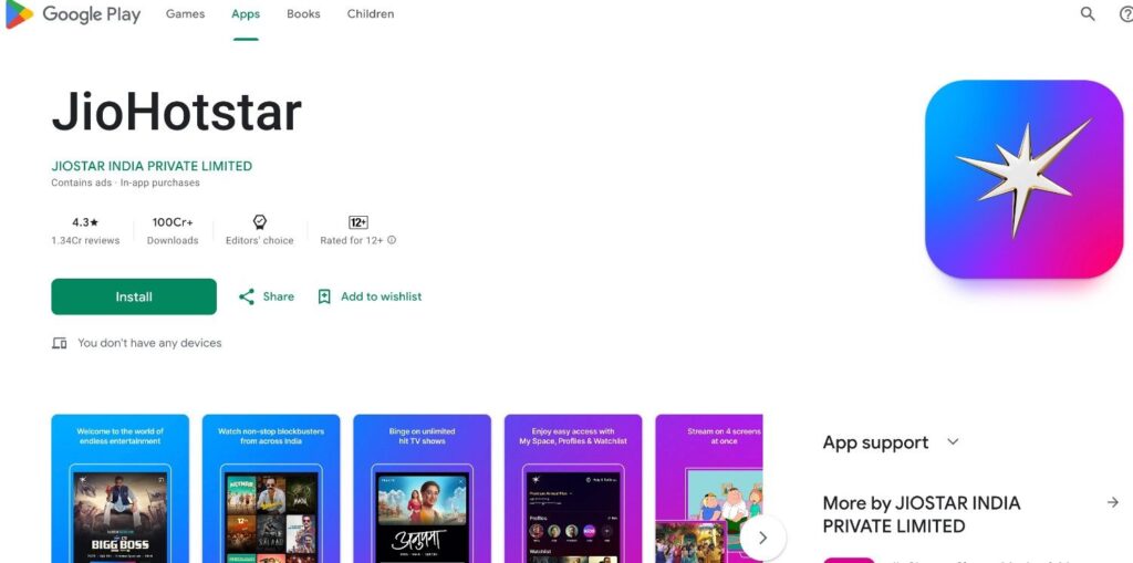 JioHotstar Crosses 1 Billion Downloads on Google Play, Joining Netflix 1 JioHotstar Crosses 1 Billion Downloads on Google Play Store